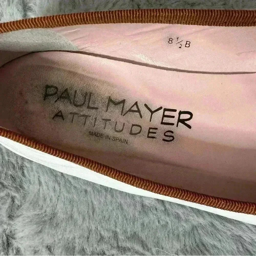 Paul Mayer Oxford Leather Ballet Flats Size 8.5 Preppy Office Saddle Office Shoe - Picture 6 of 10